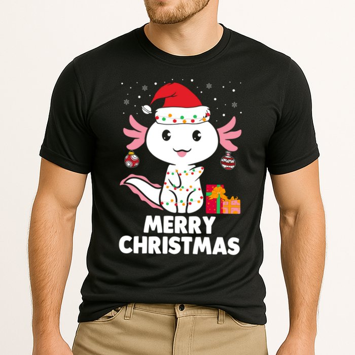 Merry Christmas Axolotl Santa Hat Christmas Salamander Fish Cooling Performance Crew T-Shirt