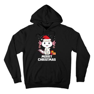 Merry Christmas Axolotl Santa Hat Christmas Salamander Fish Hoodie