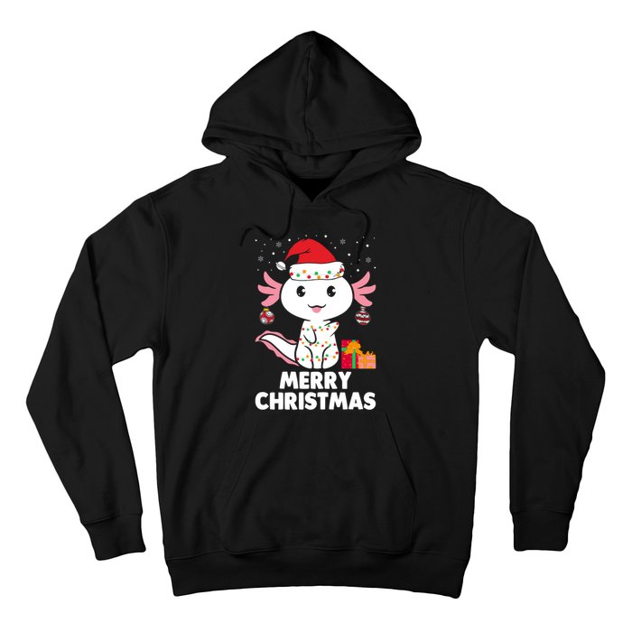 Merry Christmas Axolotl Santa Hat Christmas Salamander Fish Hoodie