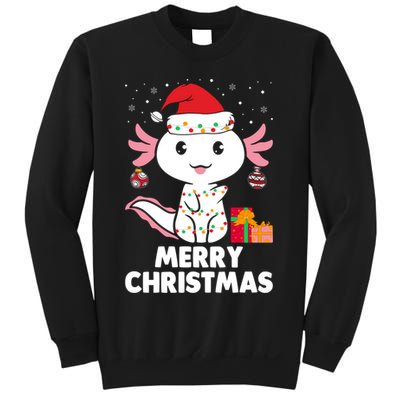 Merry Christmas Axolotl Santa Hat Christmas Salamander Fish Sweatshirt