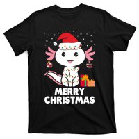 Merry Christmas Axolotl Santa Hat Christmas Salamander Fish T-Shirt