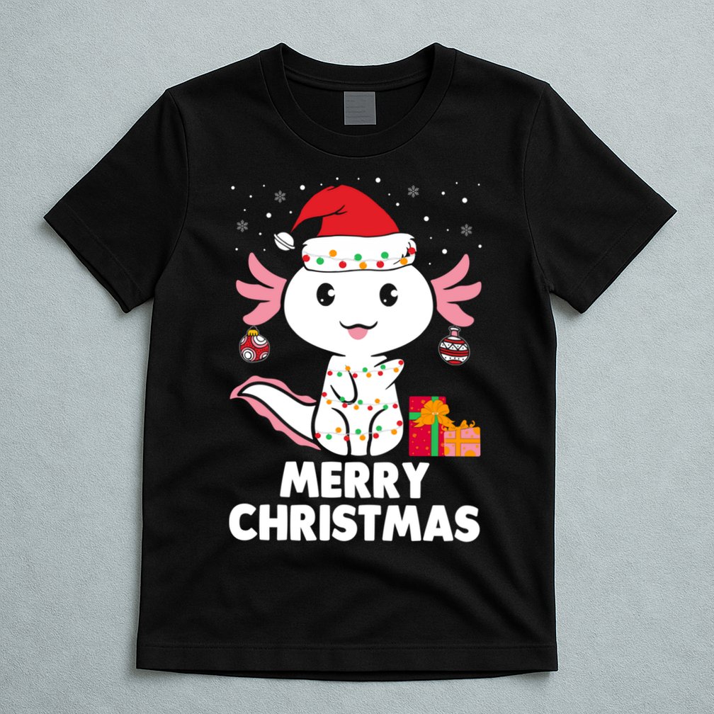 Merry Christmas Axolotl Santa Hat Christmas Salamander Fish T-Shirt
