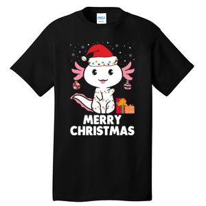 Merry Christmas Axolotl Santa Hat Christmas Salamander Fish Tall T-Shirt