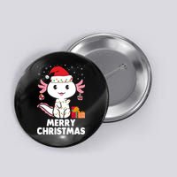 Merry Christmas Axolotl Santa Hat Christmas Salamander Fish Button