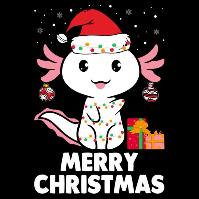 Merry Christmas Axolotl Santa Hat Christmas Salamander Fish 7-Panel Snapback Hat
