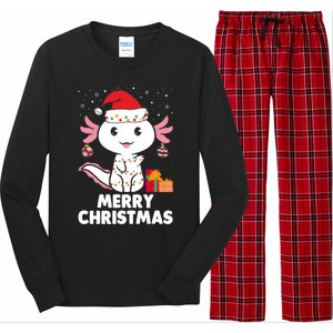 Merry Christmas Axolotl Santa Hat Christmas Salamander Fish Long Sleeve Pajama Set