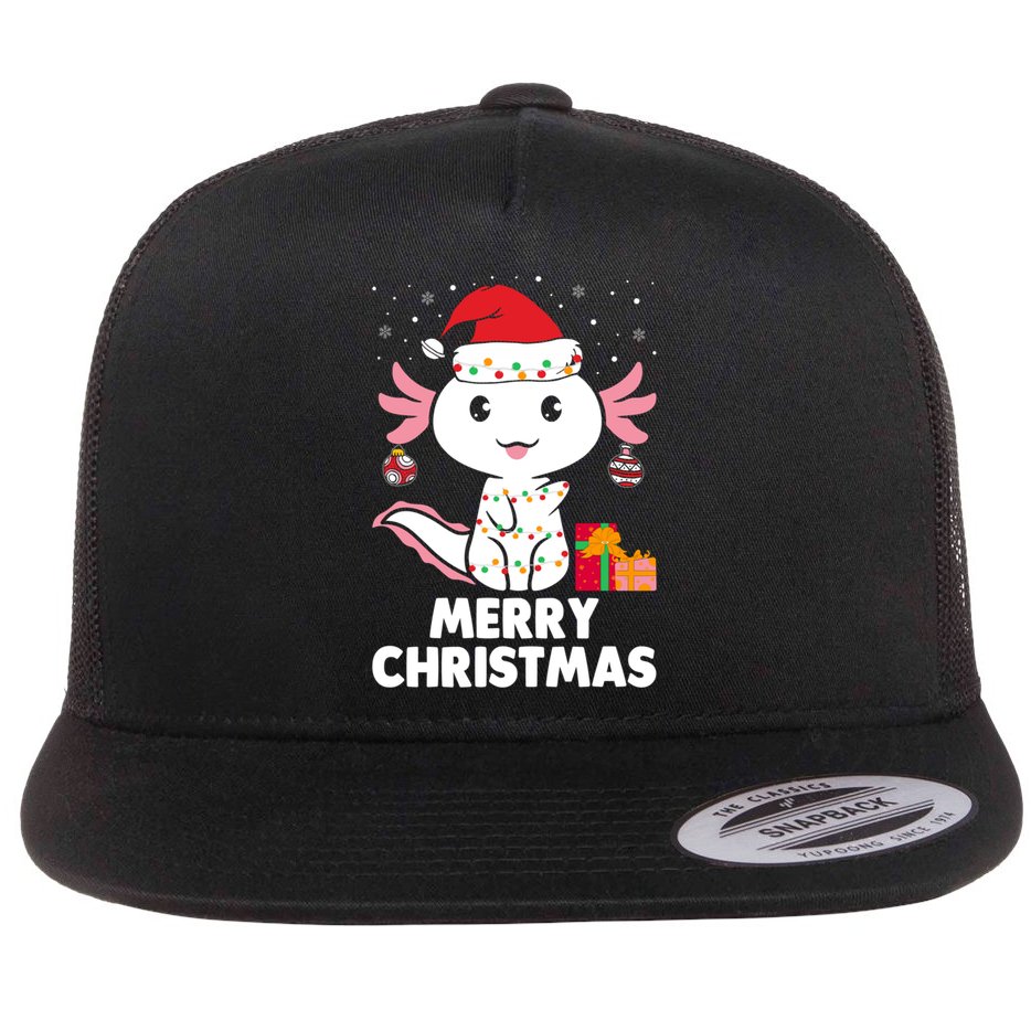 Merry Christmas Axolotl Santa Hat Christmas Salamander Fish Flat Bill Trucker Hat