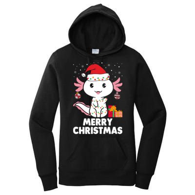 Merry Christmas Axolotl Santa Hat Christmas Salamander Fish Women's Pullover Hoodie
