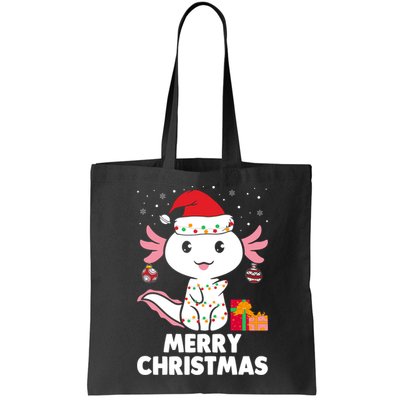 Merry Christmas Axolotl Santa Hat Christmas Salamander Fish Bag