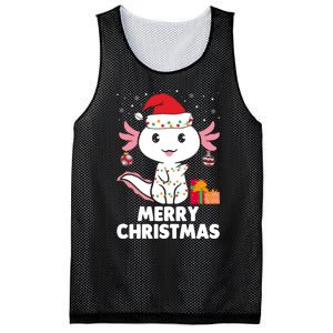 Merry Christmas Axolotl Santa Hat Christmas Salamander Fish Mesh Reversible Basketball Jersey Tank