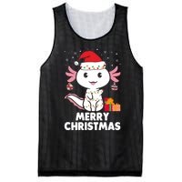 Merry Christmas Axolotl Santa Hat Christmas Salamander Fish Mesh Reversible Basketball Jersey Tank