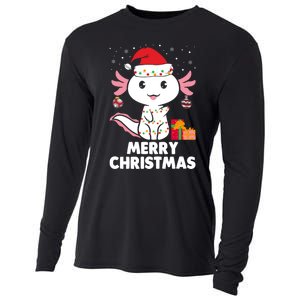 Merry Christmas Axolotl Santa Hat Christmas Salamander Fish Cooling Performance Long Sleeve Crew