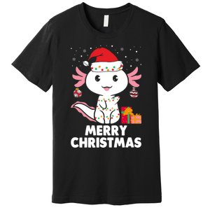 Merry Christmas Axolotl Santa Hat Christmas Salamander Fish Premium T-Shirt