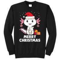 Merry Christmas Axolotl Santa Hat Christmas Salamander Fish Tall Sweatshirt