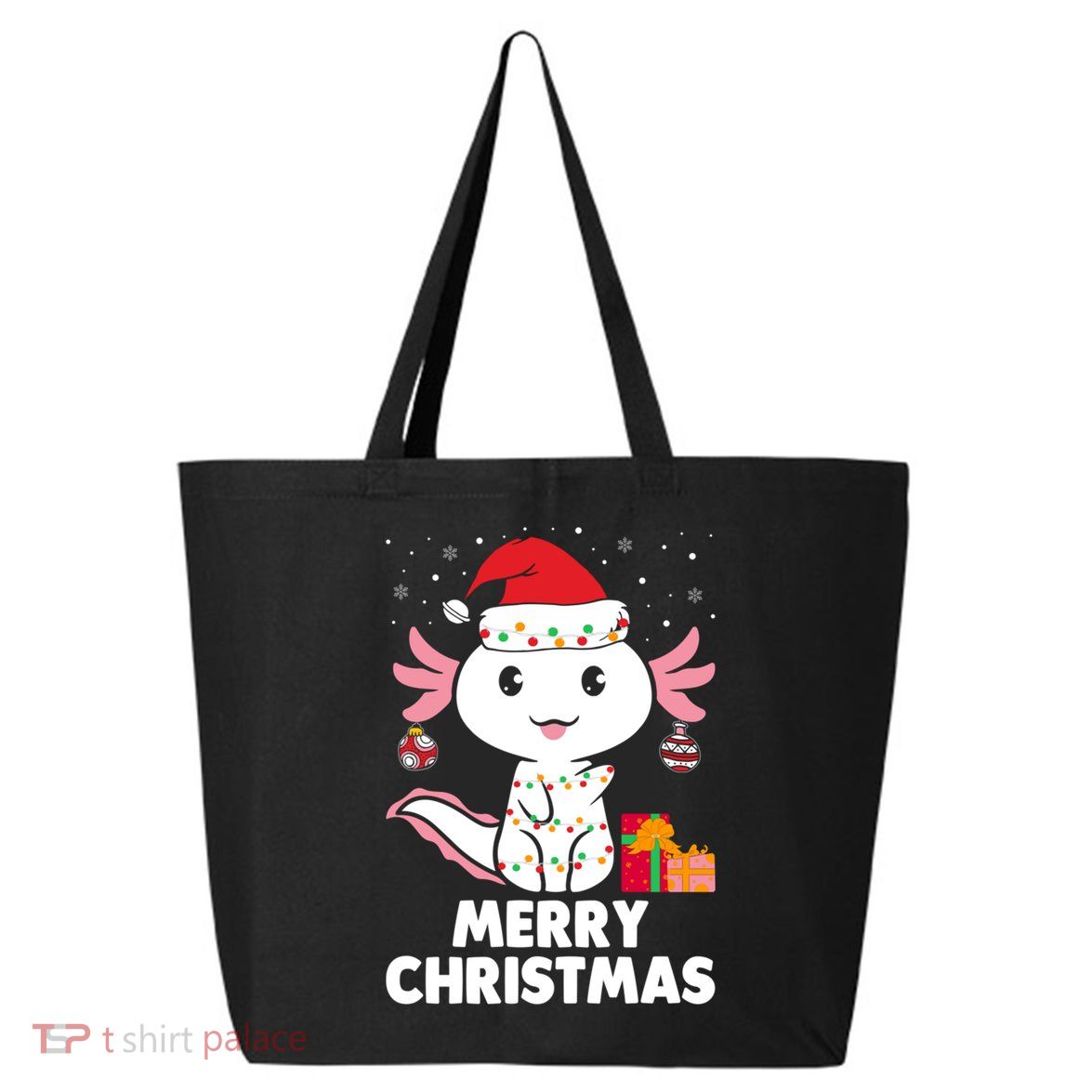 Merry Christmas Axolotl Santa Hat Christmas Salamander Fish 25L Jumbo Tote