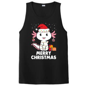 Merry Christmas Axolotl Santa Hat Christmas Salamander Fish PosiCharge Competitor Tank