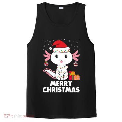 Merry Christmas Axolotl Santa Hat Christmas Salamander Fish PosiCharge Competitor Tank