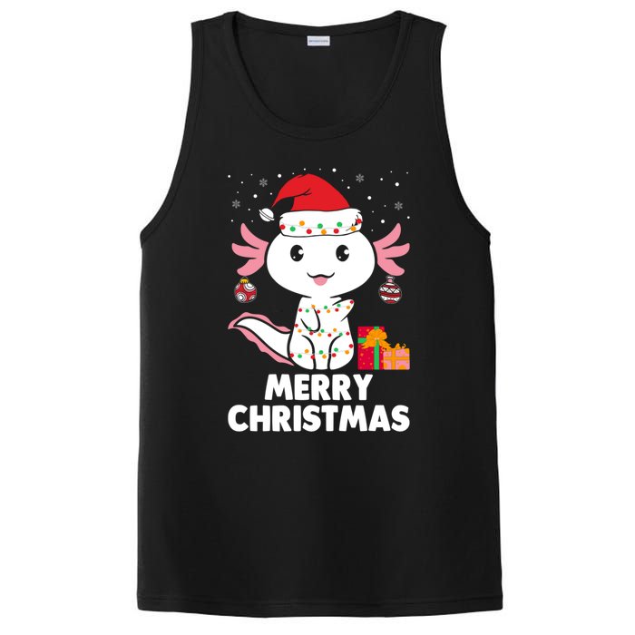 Merry Christmas Axolotl Santa Hat Christmas Salamander Fish PosiCharge Competitor Tank