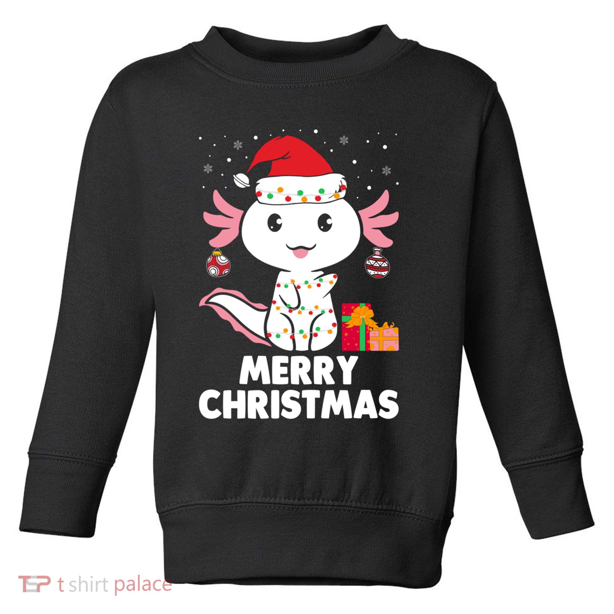 Merry Christmas Axolotl Santa Hat Christmas Salamander Fish Toddler Sweatshirt