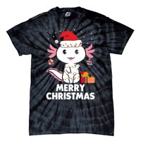 Merry Christmas Axolotl Santa Hat Christmas Salamander Fish Tie-Dye T-Shirt