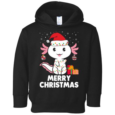 Merry Christmas Axolotl Santa Hat Christmas Salamander Fish Toddler Hoodie