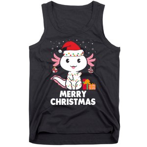 Merry Christmas Axolotl Santa Hat Christmas Salamander Fish Tank Top