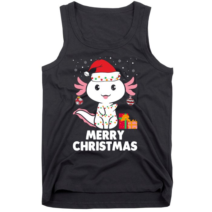 Merry Christmas Axolotl Santa Hat Christmas Salamander Fish Tank Top