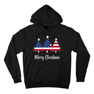 Merry Christmas American Flag Trees Hoodie