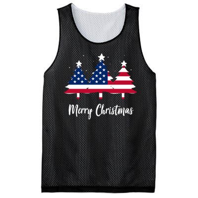 Merry Christmas American Flag Trees Mesh Reversible Basketball Jersey Tank