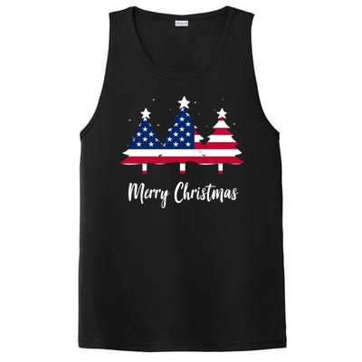 Merry Christmas American Flag Trees PosiCharge Competitor Tank