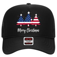 Merry Christmas American Flag Trees Trucker Hat