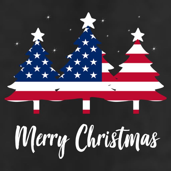 Merry Christmas American Flag Trees Trucker Hat