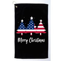 Merry Christmas American Flag Trees Golf Towel