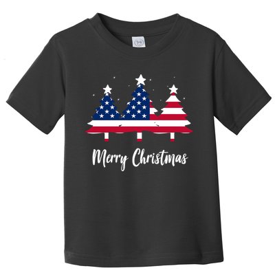 Merry Christmas American Flag Trees Toddler T-Shirt