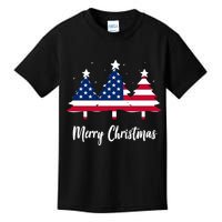 Merry Christmas American Flag Trees Kids T-Shirt