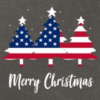 Merry Christmas American Flag Trees Cotton Canvas Backpack