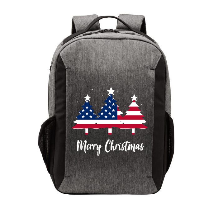 Merry Christmas American Flag Trees Vector Backpack