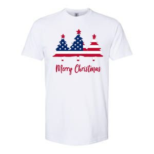 Merry Christmas American Flag Trees Softstyle CVC T-Shirt