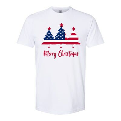 Merry Christmas American Flag Trees Softstyle® CVC T-Shirt