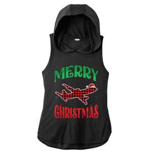 Merry Christmas Aviation Santa Hat Airplane Pilots Xmas Gift Ladies PosiCharge Tri-Blend Wicking Draft Hoodie Tank