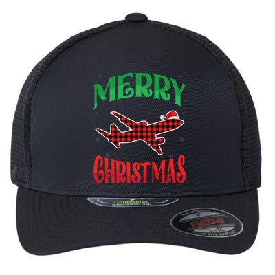 Merry Christmas Aviation Santa Hat Airplane Pilots Xmas Gift Flexfit Unipanel Trucker Cap