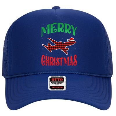 Merry Christmas Aviation Santa Hat Airplane Pilots Xmas Gift High Crown Mesh Back Trucker Hat