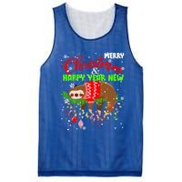 Merry Christmas And Happy New Year Funny Lazy Sleeping Sloth Gift Mesh Reversible Basketball Jersey Tank