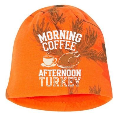 Morning Coffee Afternoon Turkey Funny Thanksgiving Kati - Camo Knit Beanie