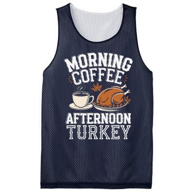 Morning Coffee Afternoon Turkey Funny Thanksgiving Mesh Reversible Basketball Jersey Tank