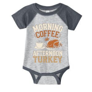 Morning Coffee Afternoon Turkey Funny Thanksgiving Infant Baby Jersey Bodysuit