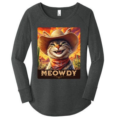 Meowdy Cowboy A Furry Friend In The Wild West Cat Gift Women's Perfect Tri Tunic Long Sleeve Shirt