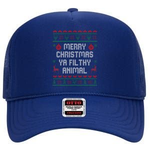 Merry Christmas Animal Filthy Ya Xmas Family Pajama High Crown Mesh Back Trucker Hat