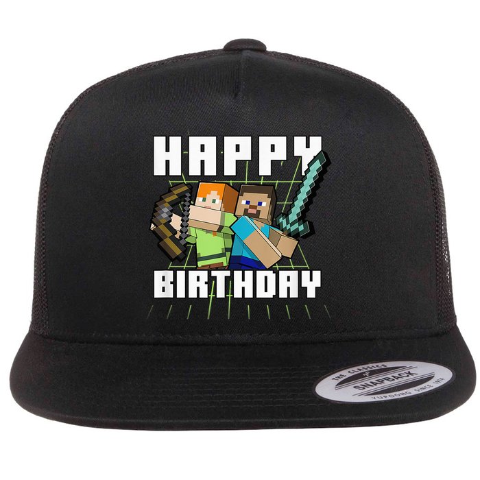Mine Craft Alex & Steve Happy Birthday Flat Bill Trucker Hat