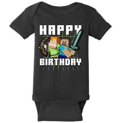 Mine Craft Alex & Steve Happy Birthday Baby Bodysuit